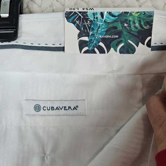 Cubavera Linen Blend Pants Men's 54x30 White NWT Big & Tall Flat Front Resort - Picture 5 of 9